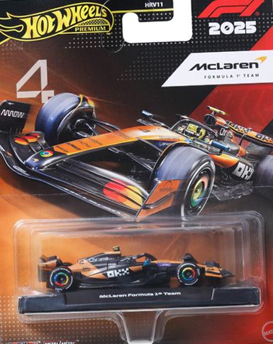 Mattel Hot Wheels Premium Formula 1 Race Car, 2025 McLaren Team #4