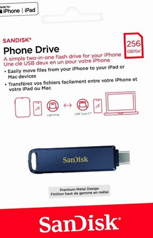 SanDisk SDIXD0N-256G-AW6ME Phone Drive 256GB USB Flash Drive for