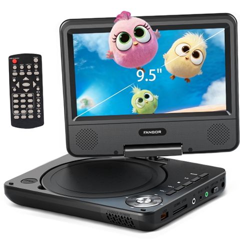 Fangor Portable DVD Player, 9.5in Screen, 4 Hour Rechargeable