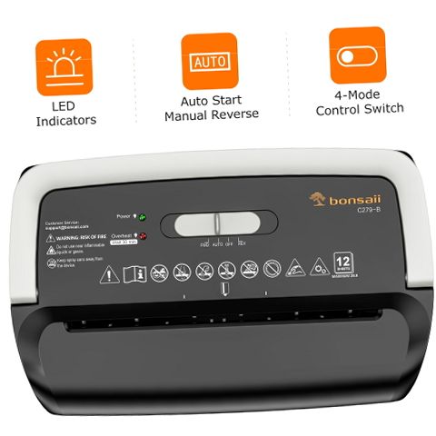 Bonsaii 12-Sheet Cross Cut Paper Shredder with 5.4-Gallon
