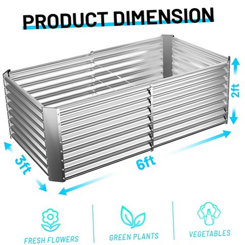 Land Guard Galvanized Metal Raised Garden Bed, 3 Pack, 6x3x2 ft, 2