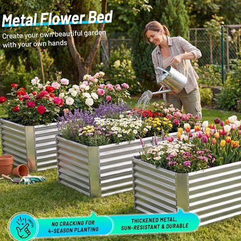 Land Guard Galvanized Metal Raised Garden Bed, 3 Pack, 6x3x2 ft, 2
