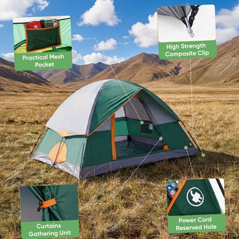 Edx 2-Person Waterproof Camping Tent with Rainfly, Easy Setup Dome