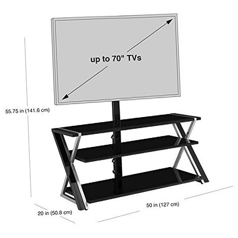 Whalen Furniture XL-44E Xavier 3-in-1 Flat-Panel TV Stand, for TVs
