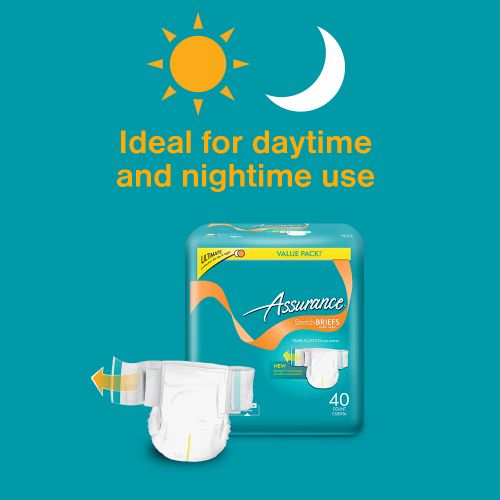 equate ASR31031 Assurance Incontinence Stretch Briefs with Tabs, Small