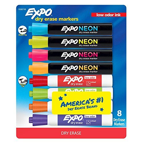Expo 16719223 Dry Erase Markers, Chisel/Bullet Tip, 8ct Multicolor