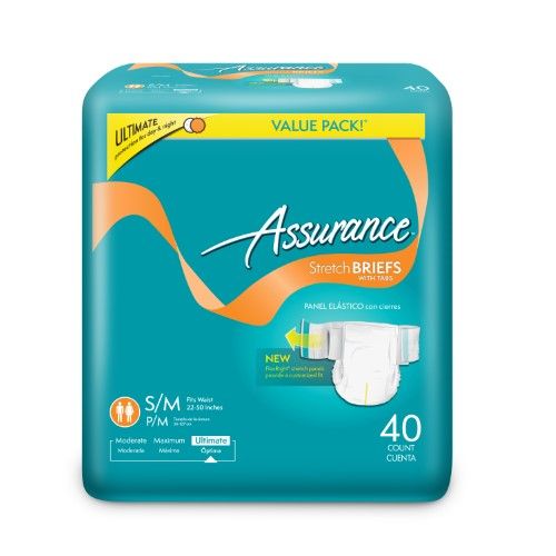 equate ASR31031 Assurance Incontinence Stretch Briefs with Tabs, Small ...