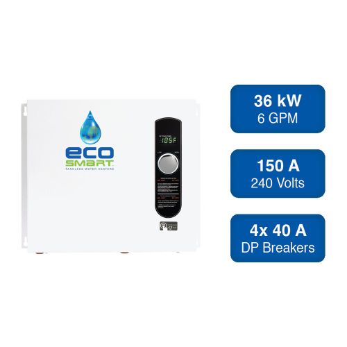 Ecosmart, Eco 36, 36kw 240v Electric Tankless Water Heater 854920002350 