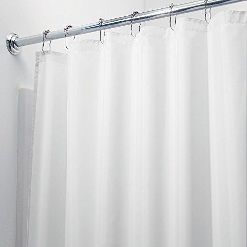 InterDesign 84-Inch Fabric Waterproof Long Shower Curtain Liner, White ...