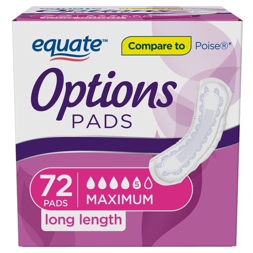 Equate pad Options Incontinence Pads For Women Maximum Long 72 Count Ebay