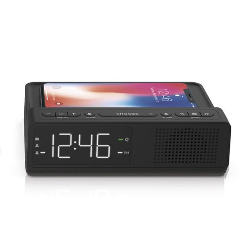 Capello CR40 Wireless Charge Alarm Clock Radio QI Black 818866002744