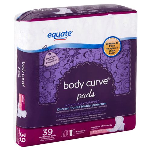 Equate EQT00614 Body Curve Maximum Absorbency Incontinence Pads