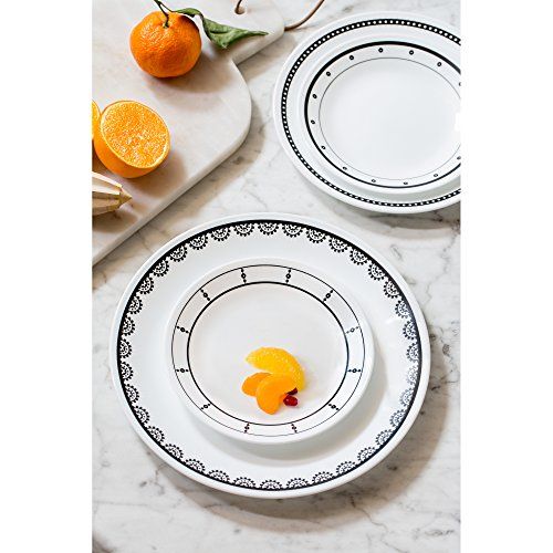 Corelle 1131599 Livingware Black and White 16Piece Dinnerware SetK