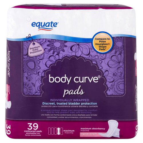 Equate EQT00614 Body Curve Maximum Absorbency Incontinence Pads