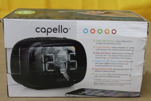 Capello CR22 Sleep and Charge Dual Alarm Clock with Dual USB Charging