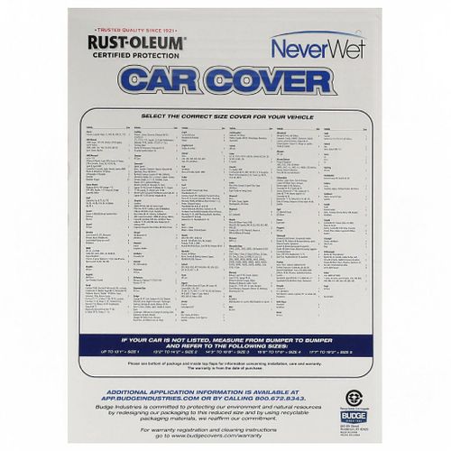 Budge NW-3 Rust-oleum Car Cover Rust-oleum Neverwet Car Cover Size 3 | eBay