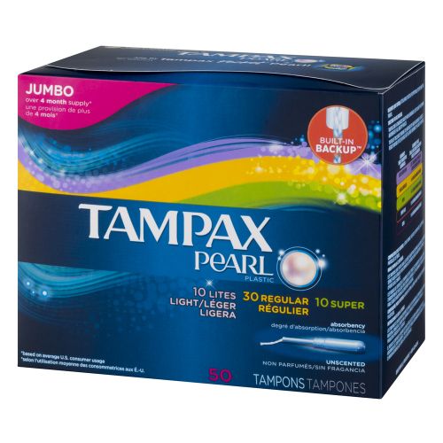 Tampax Pearl Jumbo Unscented Plastic Tampon Variety Pack 50 ct Box eBay