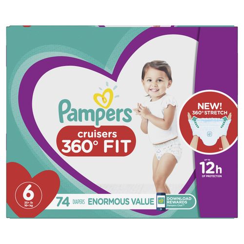 Pampers Cruisers 360 Disposable Diapers Enormous Pack, Size 6 (74 Count