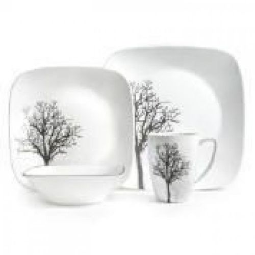 Corelle 1119417 Square Timber Shadows 16pc Dinnerware Set eBay