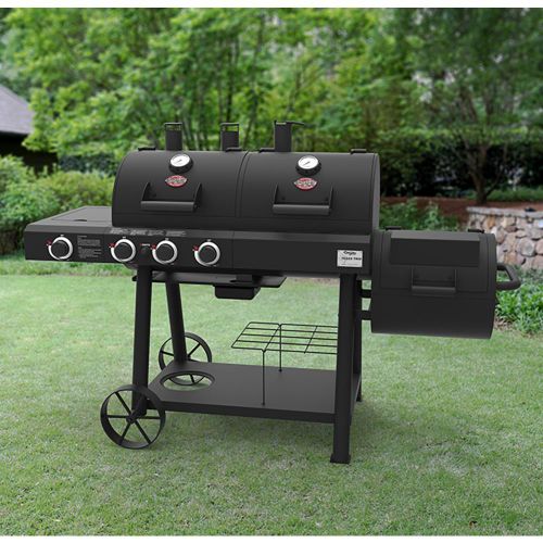 Char Griller 3070 Texas Trio 3 Burner Dual Fuel Grill With Smoker In