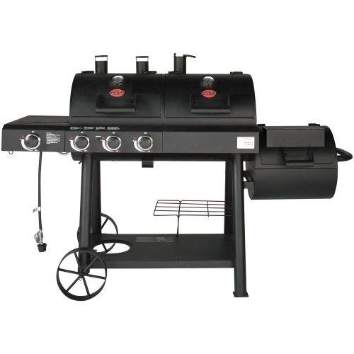 Char Griller 3070 Texas Trio 3 Burner Dual Fuel Grill With Smoker In