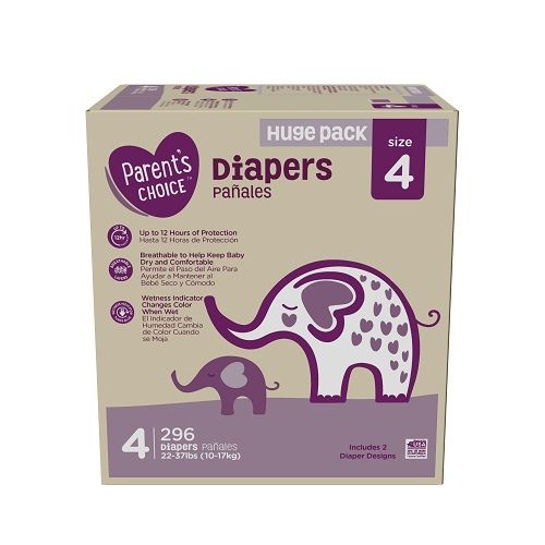 Parent's Choice 10002705 Diapers, Size 4, 296 Diapers (Mega Box