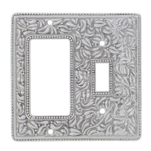 Satin Nickel Vicenza Designs WP7018 San Michele Wall Plate with Triple Toggle and Dimmer Opening