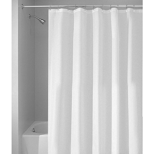 InterDesign 84Inch Fabric Waterproof Long Shower Curtain Liner, White