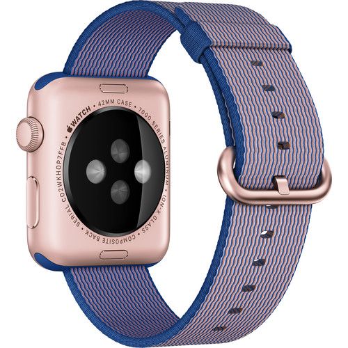 Apple Watch Gen 1 Sport 42mm Rose Gold Aluminum - Royal Blue Woven Nylon Band 888462860345 | eBay