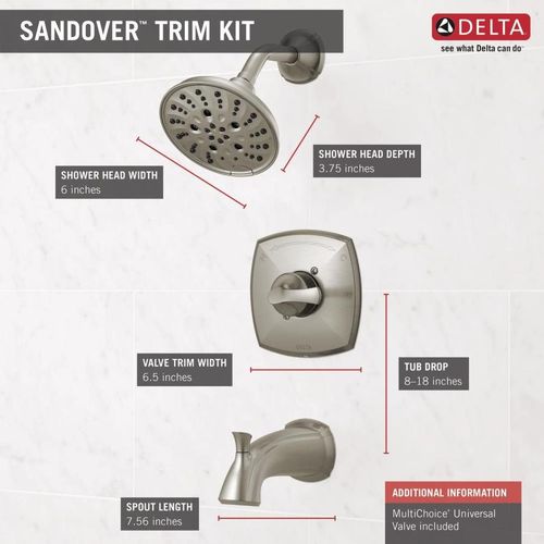 Delta 144748sp Sandover Bathtub & Shower Faucet Set Spotshield Brushed